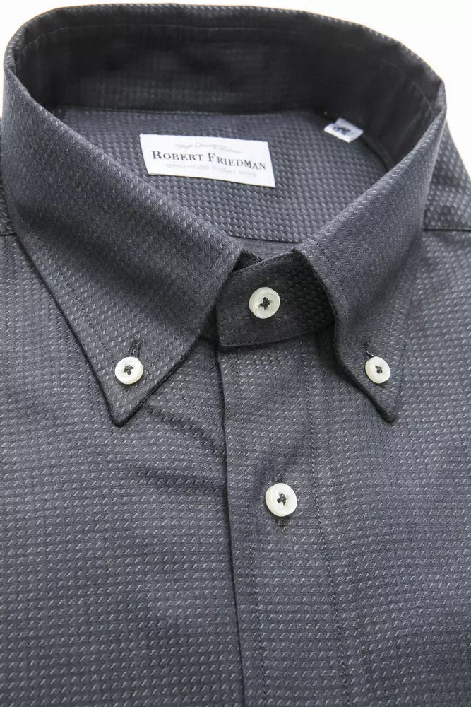 Robert Friedman Schickes grünes Button-Down-Hemd in normaler Passform