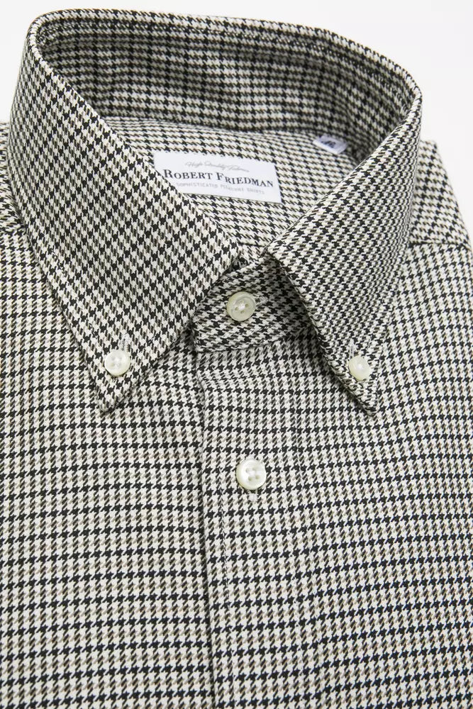 Robert Friedman Beige Baumwoll-Button-Down-Hemd in regulärer Passform