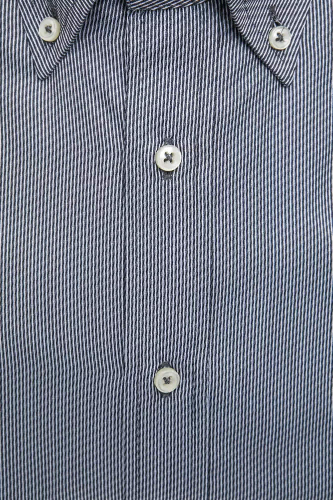 Robert Friedman Elegantes blaues Button-Down-Hemd aus Baumwolle