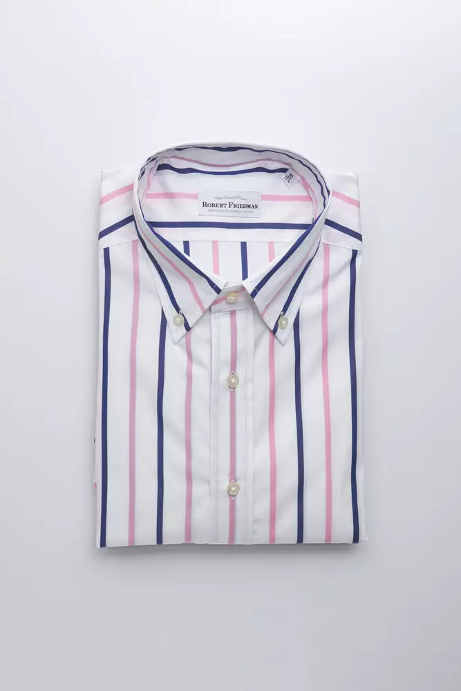 Robert Friedman Elegantes weißes Button-Down-Hemd aus Baumwolle