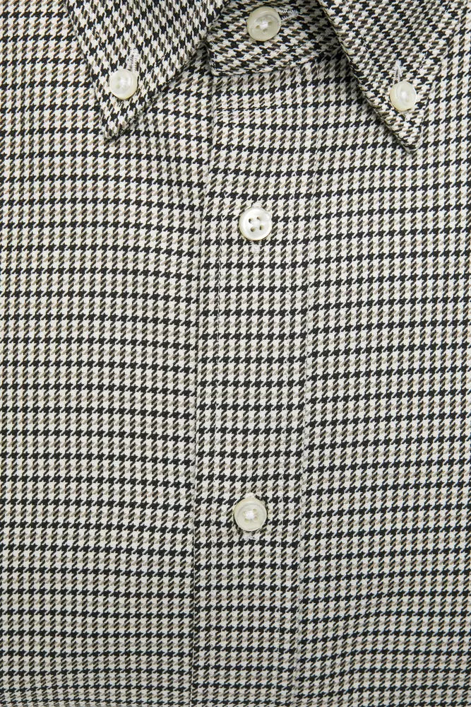 Robert Friedman Beige Baumwoll-Button-Down-Hemd in regulärer Passform