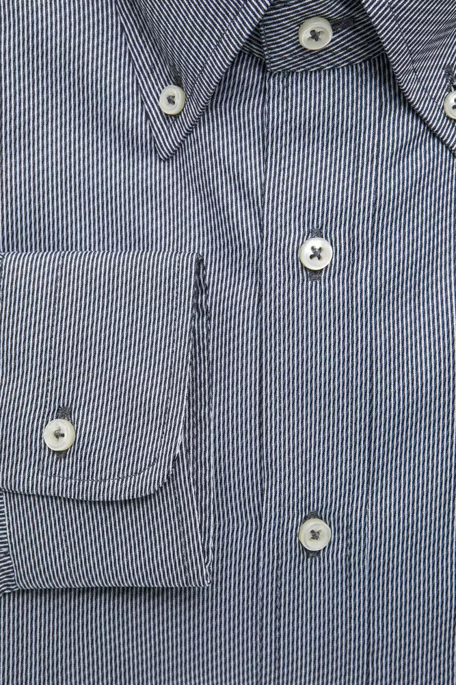 Robert Friedman Elegantes blaues Button-Down-Hemd aus Baumwolle