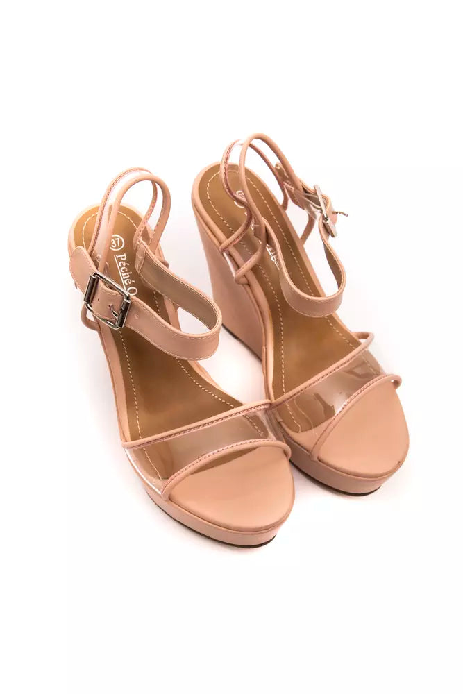 Péché Originel Elevated Beige Plateausandalen mit transparentem Band