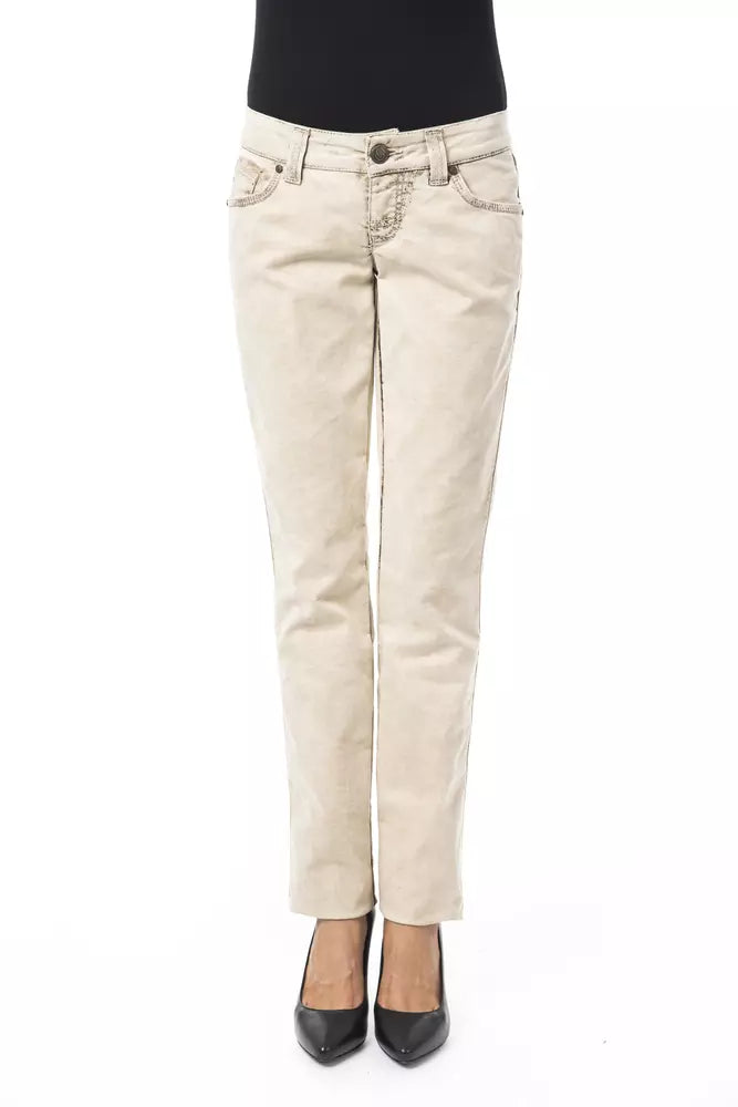 BYBLOS Schicke, beige, handwerklich gefertigte Slim-Fit-Jeans