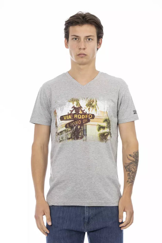 Trussardi Action Essential T-Shirt mit V-Ausschnitt und grafischem Charme