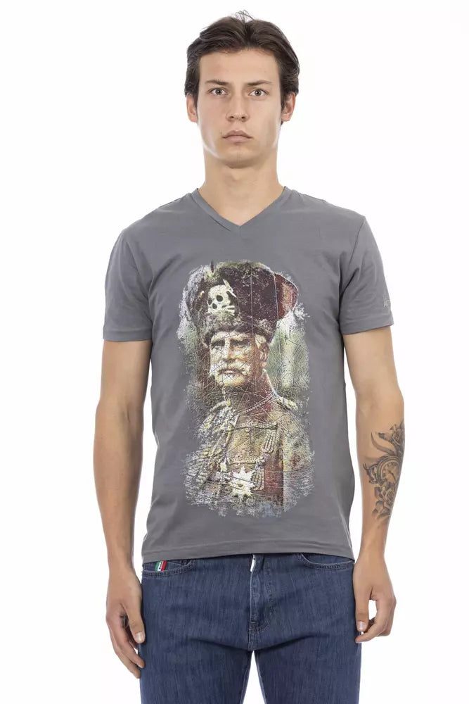 Trussardi Action Elegantes T-Shirt mit V-Ausschnitt und Frontprint