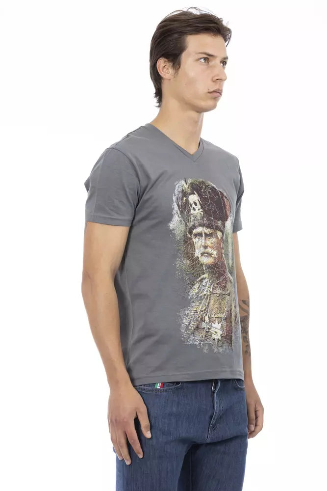 Trussardi Action Elegantes T-Shirt mit V-Ausschnitt und Frontprint