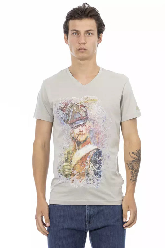 Trussardi Action Elegantes T-Shirt mit V-Ausschnitt und exklusivem Frontdruck