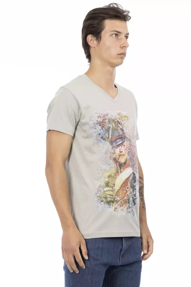 Trussardi Action Elegantes T-Shirt mit V-Ausschnitt und exklusivem Frontdruck