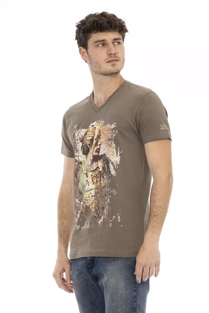 Trussardi Action Elegantes T-Shirt mit V-Ausschnitt und schickem Frontdruck