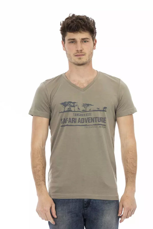 Trussardi Action Elegantes T-Shirt mit V-Ausschnitt und schickem Frontdruck