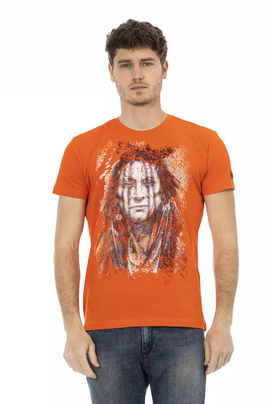 Trussardi Action Sleek Orange Kurzarm-T-Shirt mit Frontdruck