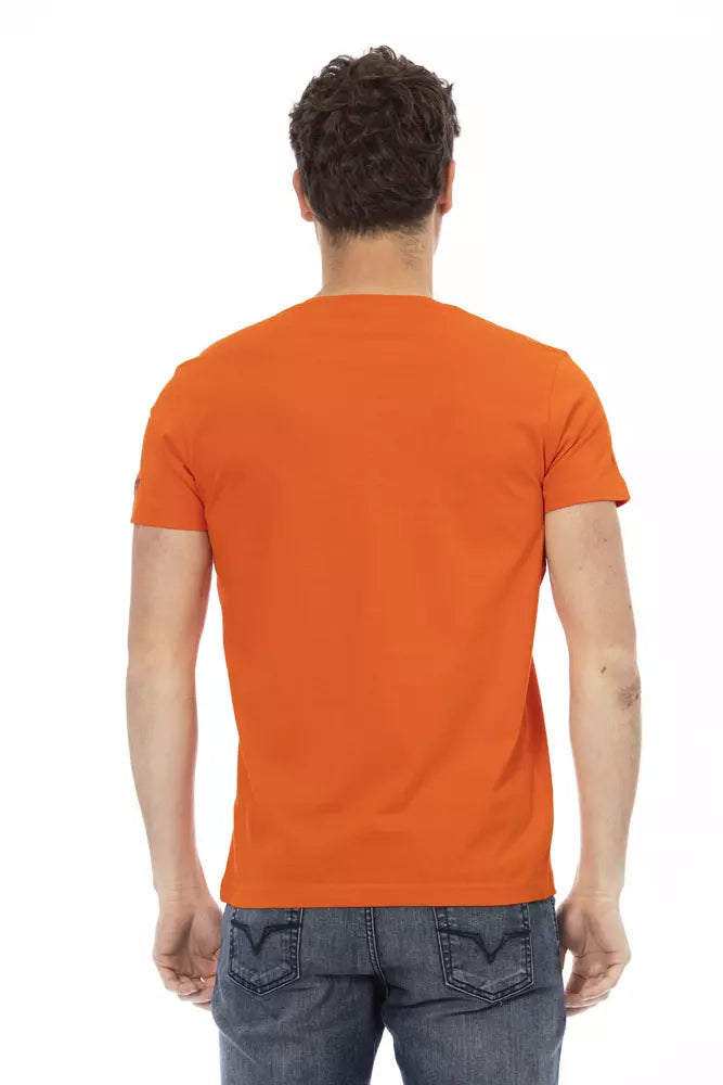 Trussardi Action Sleek Orange Kurzarm-T-Shirt mit Frontdruck