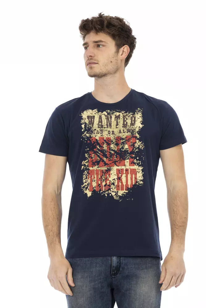 Trussardi Action Chic blau bedrucktes Kurzarm-T-Shirt