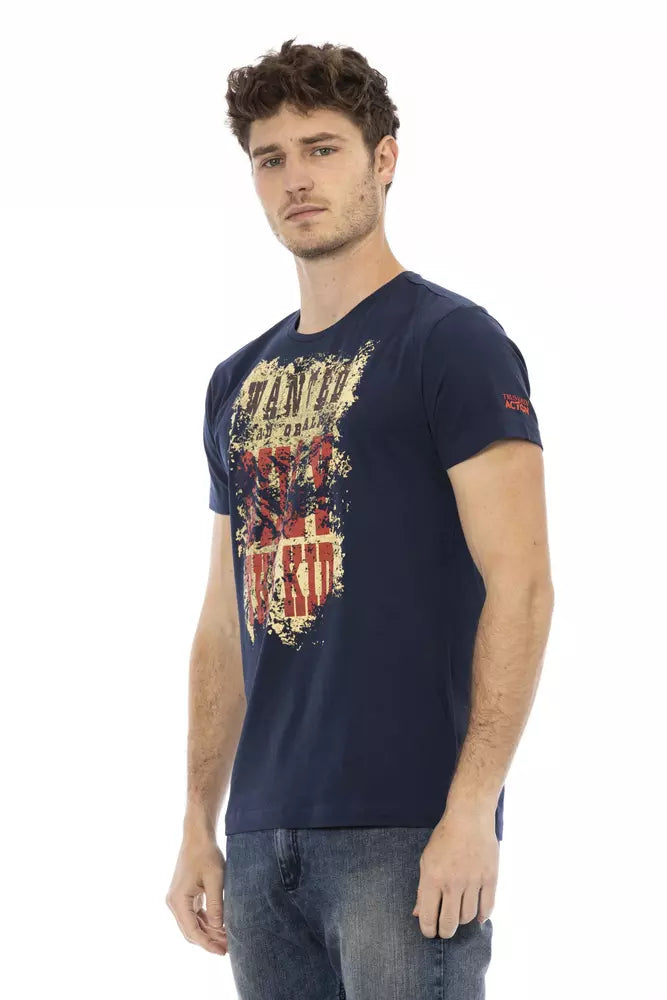 Trussardi Action Chic blau bedrucktes Kurzarm-T-Shirt