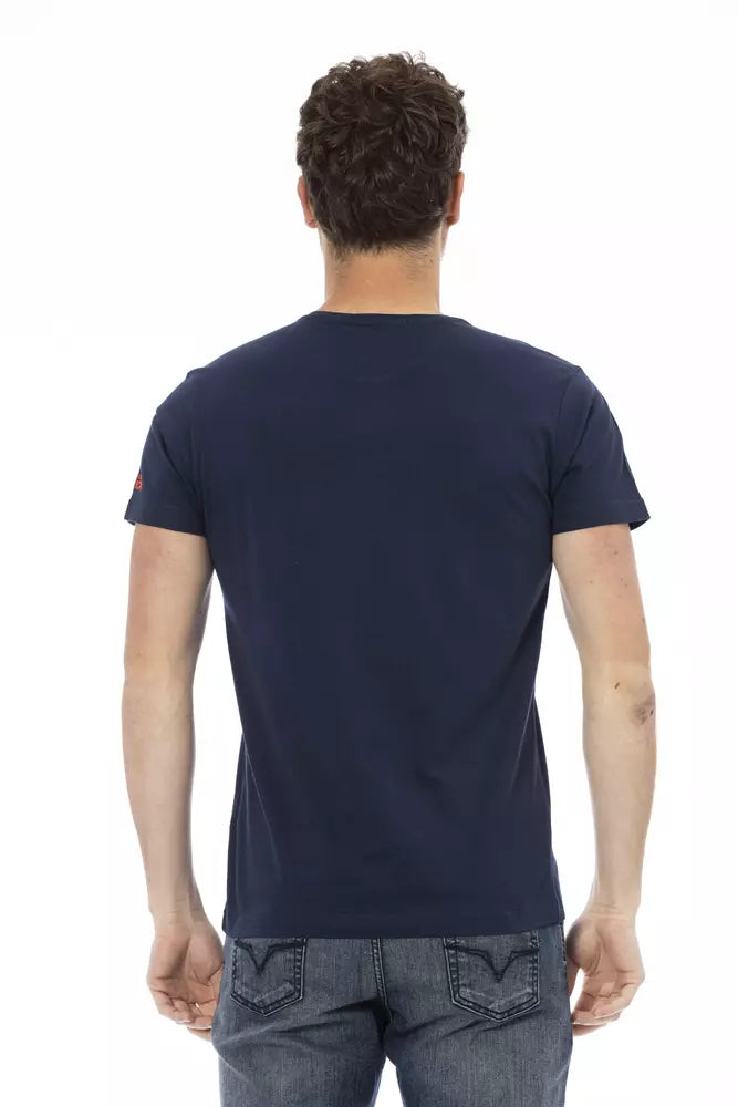 Trussardi Action Chic blau bedrucktes Kurzarm-T-Shirt