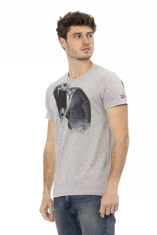 Trussardi Action Chic T-Shirt mit Rundhalsausschnitt in Grau aus Baumwollmischung