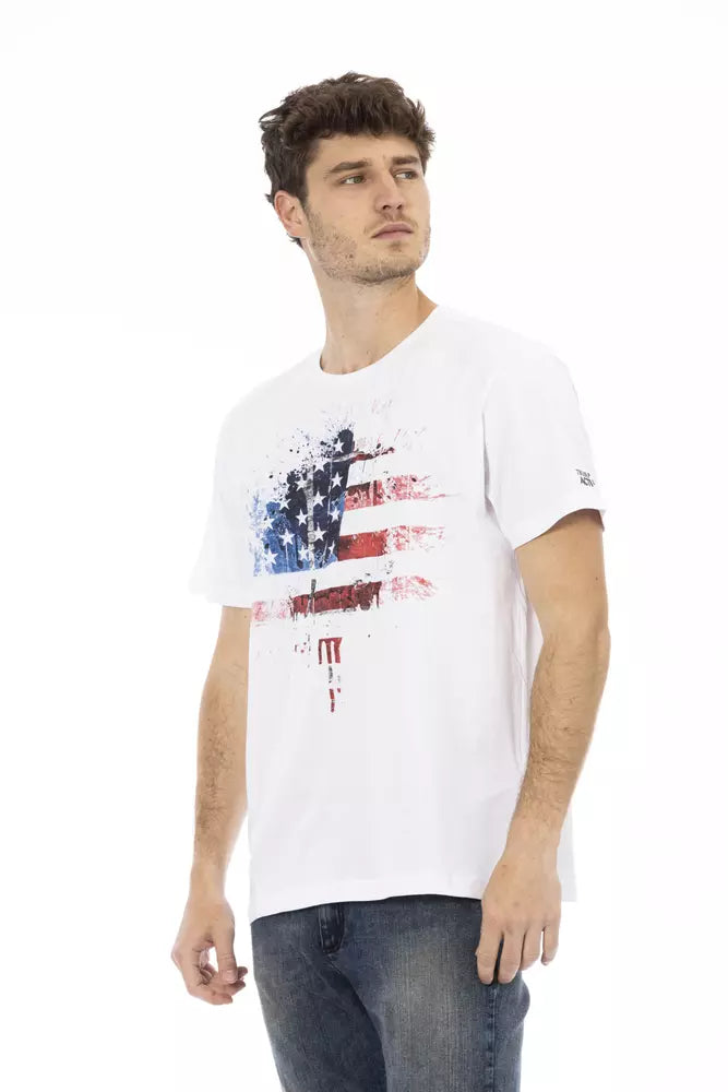 Trussardi Action Elegantes weißes T-Shirt mit grafischem Charme