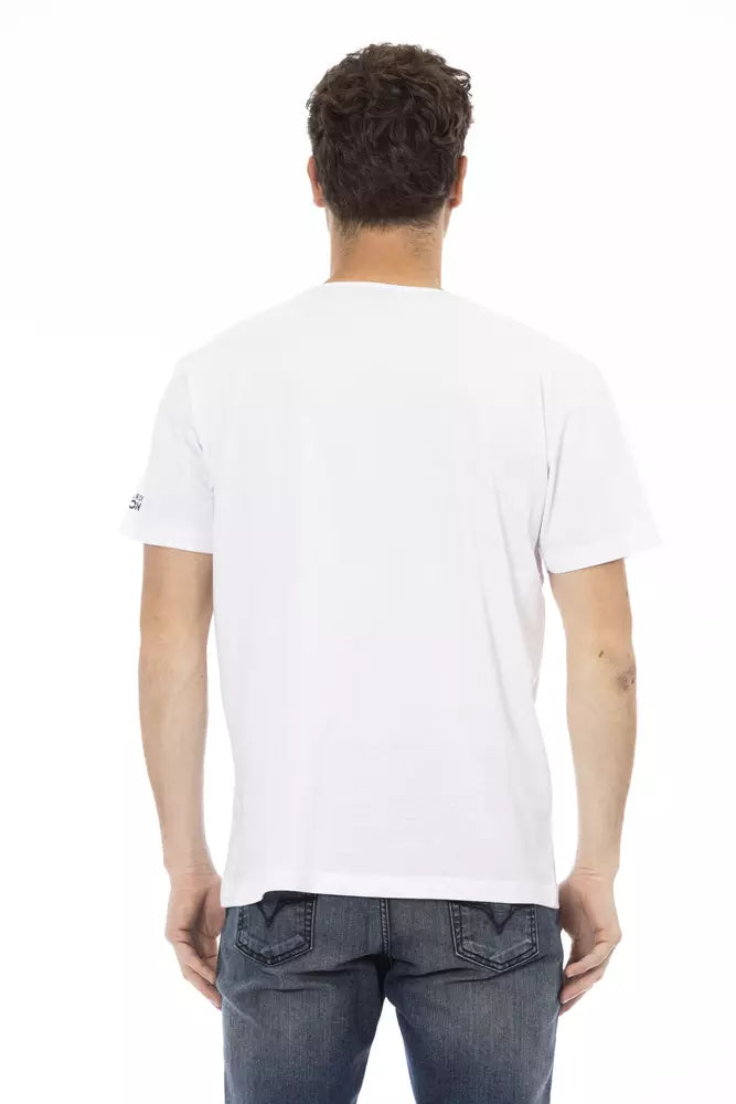 Trussardi Action Elegantes weißes T-Shirt mit grafischem Charme