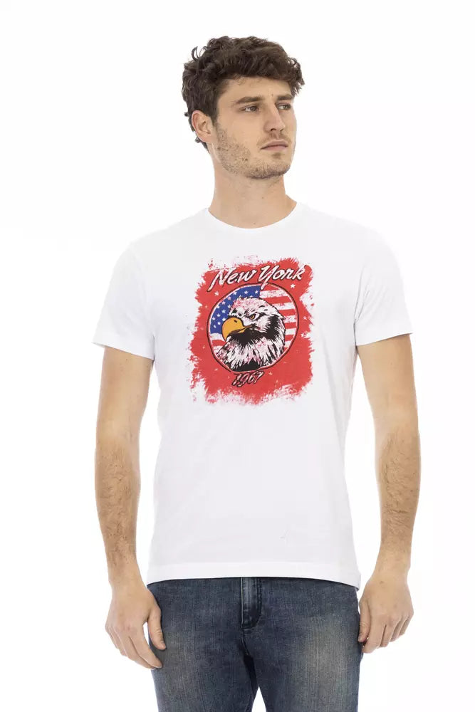 Trussardi Action Elegantes weißes Kurzarm-T-Shirt mit Frontdruck