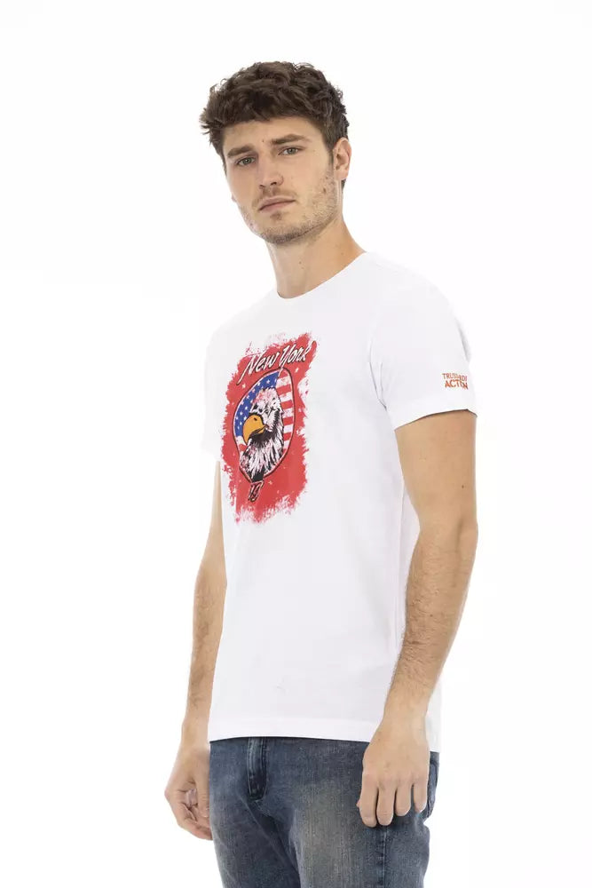 Trussardi Action Elegantes weißes Kurzarm-T-Shirt mit Frontdruck