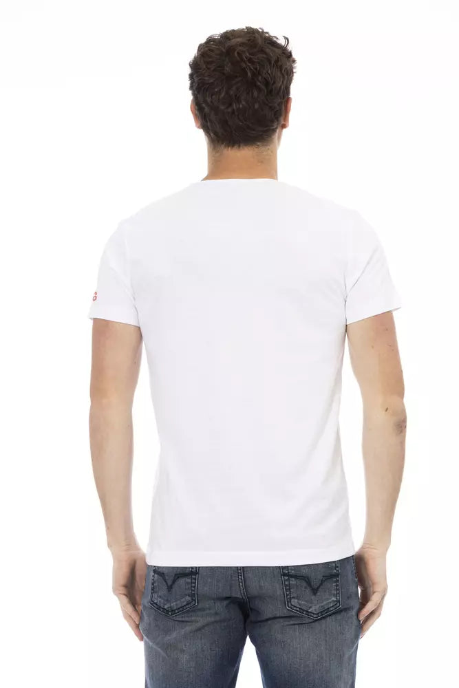 Trussardi Action Elegantes weißes Kurzarm-T-Shirt mit Frontdruck