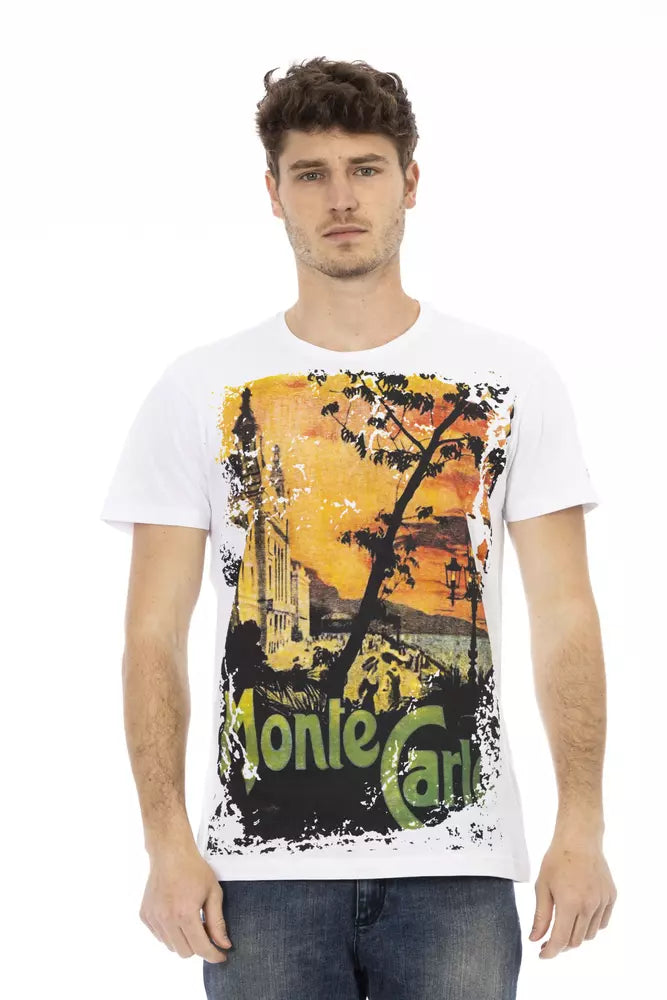 Trussardi Action Elevated Lässiges weißes T-Shirt mit Grafikdruck