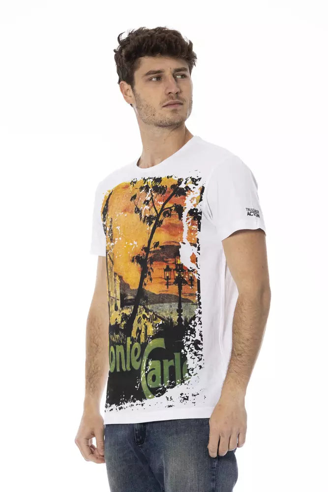 Trussardi Action Elevated Lässiges weißes T-Shirt mit Grafikdruck