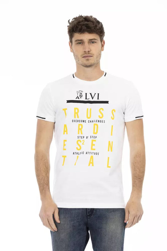 Trussardi Action Elegantes weißes T-Shirt mit kunstvollem Frontdruck