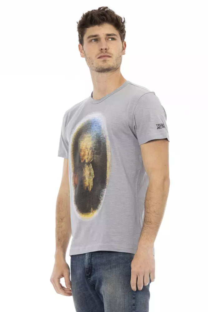 Trussardi Action Chic T-Shirt aus grauer Baumwollmischung für Herren