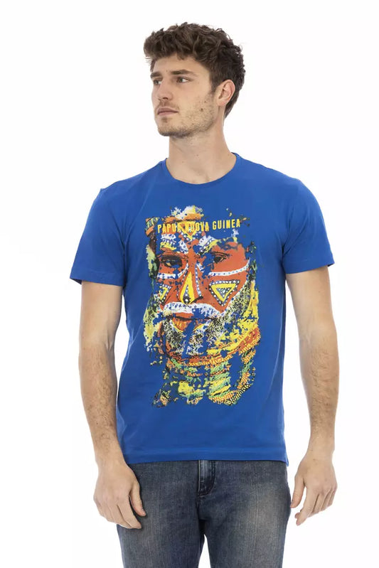 Trussardi Action Elegantes blaues T-Shirt mit Frontdruck