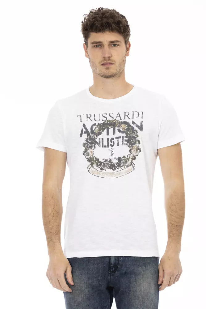 Trussardi Action Chic weißes T-Shirt mit Frontprint