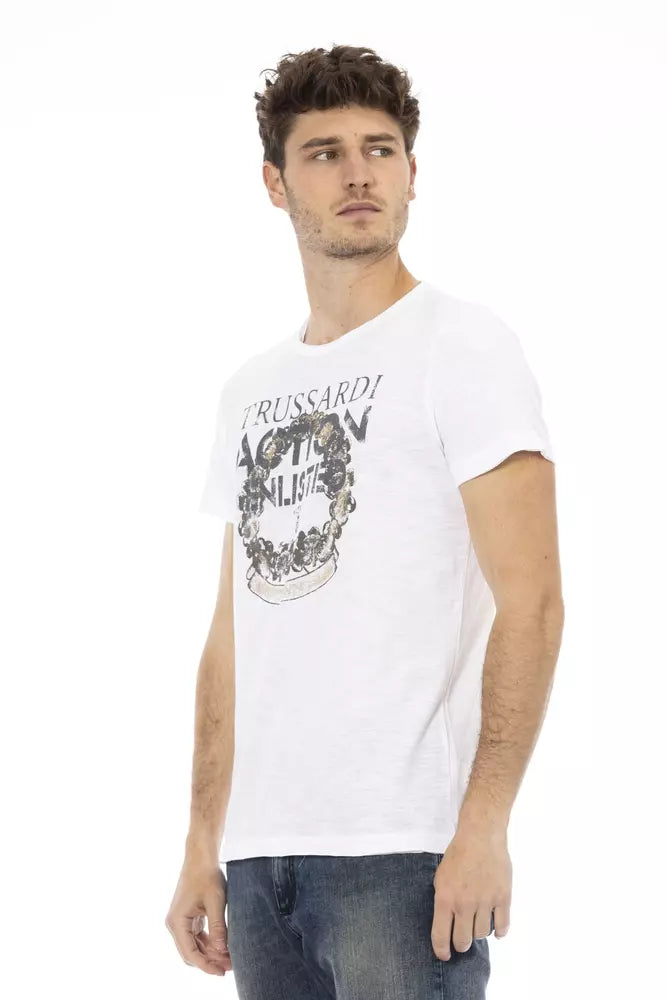 Trussardi Action Chic weißes T-Shirt mit Frontprint