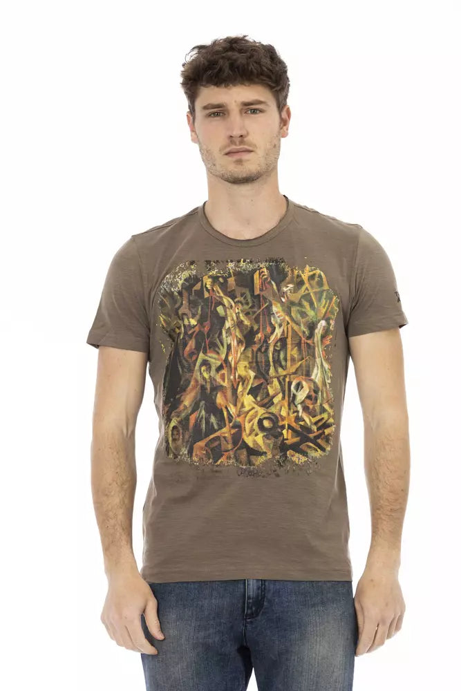 Trussardi Action Elegantes braunes T-Shirt mit schickem Frontdruck