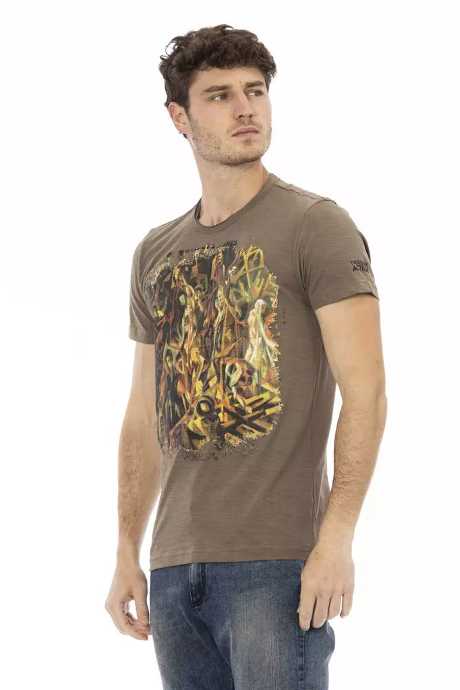 Trussardi Action Elegantes braunes T-Shirt mit schickem Frontdruck