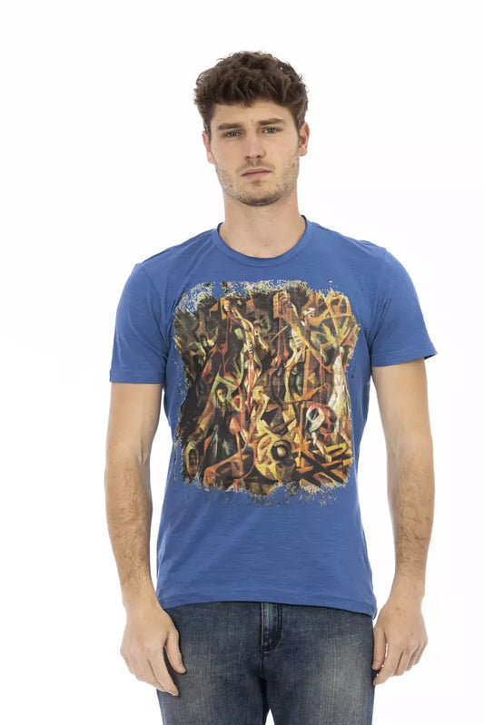 Trussardi Action Sophisticated Blaues T-Shirt mit Frontprint