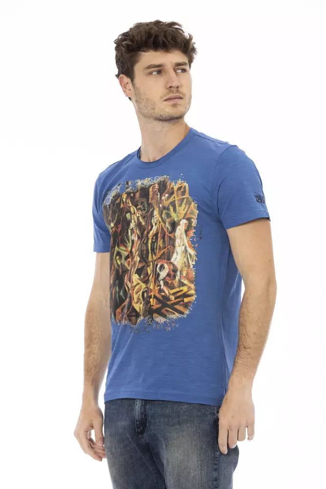 Trussardi Action Sophisticated Blaues T-Shirt mit Frontprint