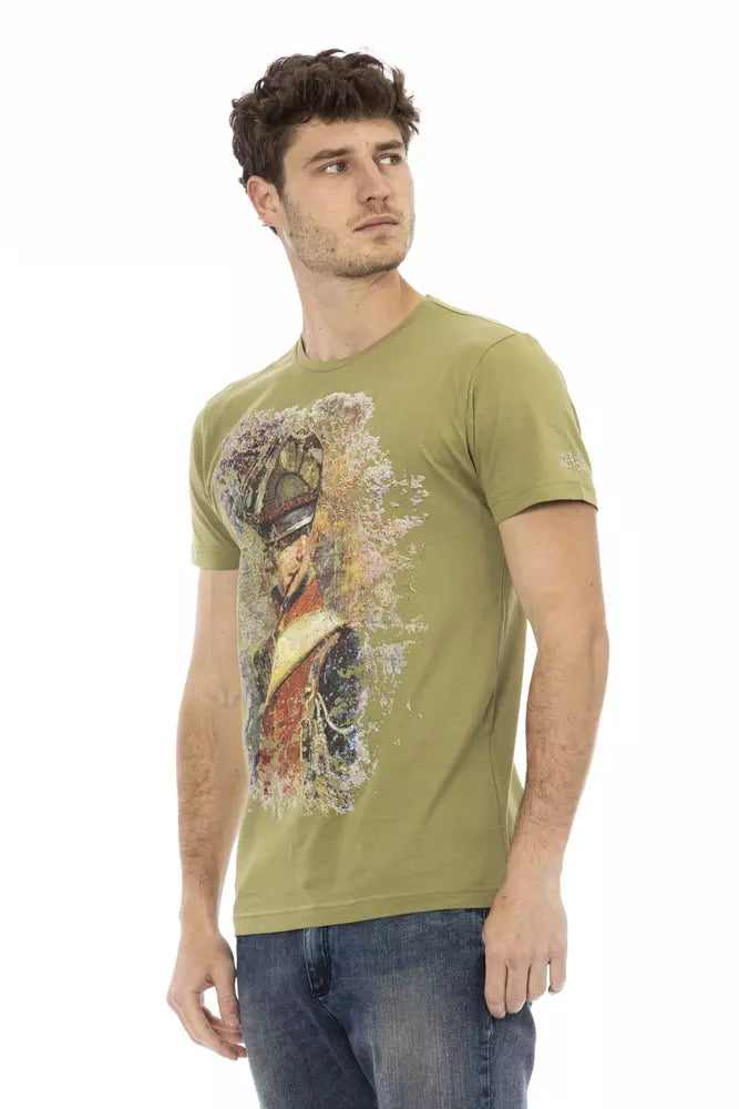 Trussardi Action Chic grünes Kurzarm-T-Shirt mit Frontdruck