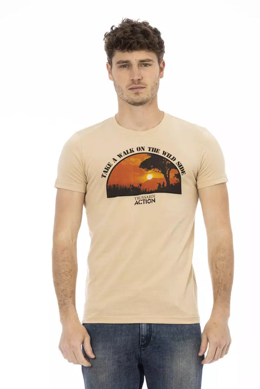 Trussardi Action Beige Kurzarm-T-Shirt mit elegantem Aufdruck