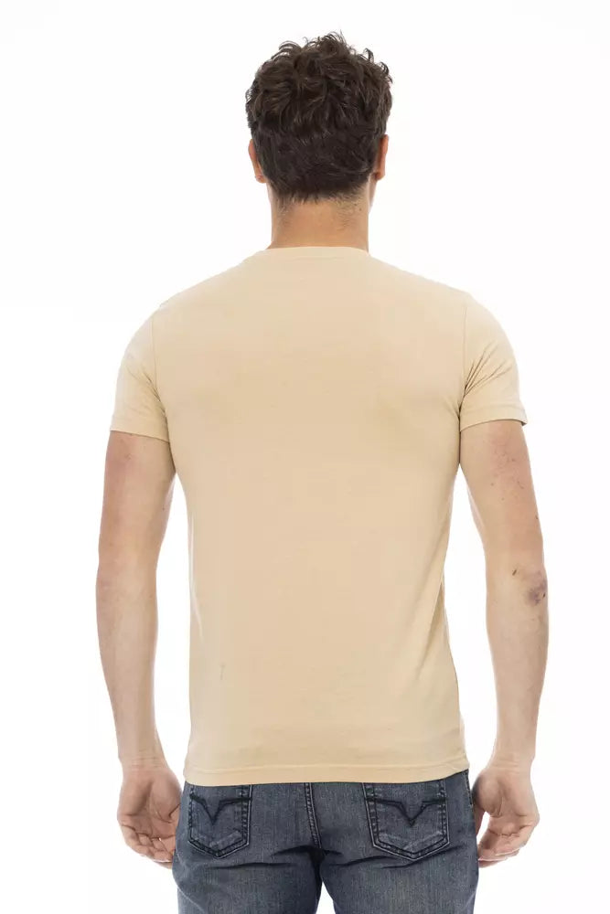 Trussardi Action Beige Kurzarm-T-Shirt mit elegantem Aufdruck