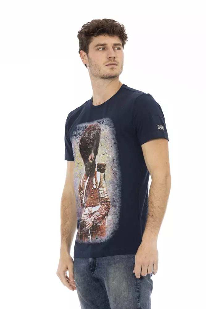 Trussardi Action Sleek Summer Blue T-Shirt mit einzigartigem Frontprint