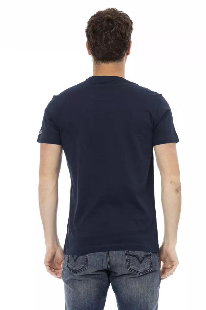 Trussardi Action Sleek Summer Blue T-Shirt mit einzigartigem Frontprint