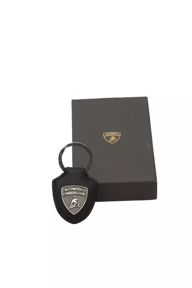 Automobili Lamborghini Exquisiter Schlüsselanhänger mit schwarzem Schild-Logo