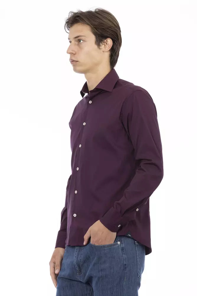 Baldinini Trend Chic Bordeaux Slim Fit Herrenhemd