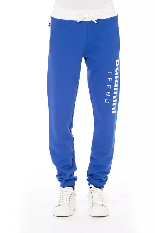 Baldinini Trend Chic Sporthose aus blauer Baumwolle mit Spitzenverschluss