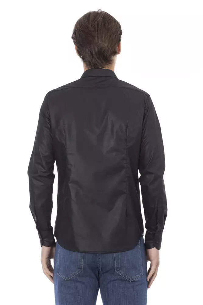 Baldinini Trend Black Polyester Men Shirt