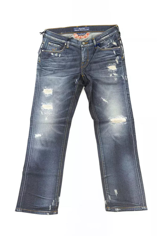 Jacob Cohen Blue Cotton Women Jeans with Straight Leg and Pony Skin Label