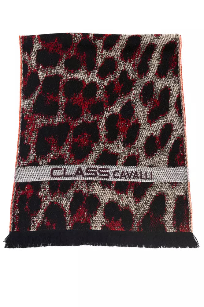 Cavalli Class Schal mit Animalier-Fantasie-Logo in Burgunderrot