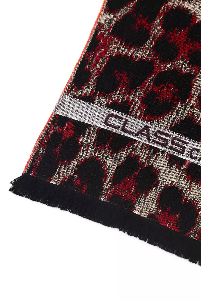 Cavalli Class Schal mit Animalier-Fantasie-Logo in Burgunderrot