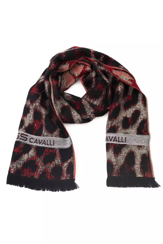 Cavalli Class Schal mit Animalier-Fantasie-Logo in Burgunderrot